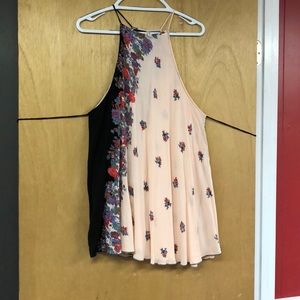FREE PEOPLE TOP, floral, light pink & black